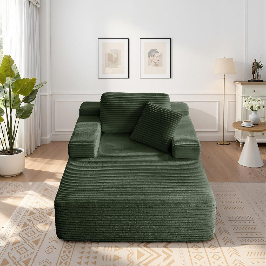 68.5' Oversized Chaise Lounge Chair Indoor, Boneless Sleeper Sofa Bed with Pillows, Deep Seat Sleeper Couch Reading Chairs, Cloud Sofas Couches for Living Room, No Assembly Required
