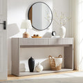 OKD 63' Fluted Console Table for Entryway, Modern Entryway Table with 2 Large Drawers, Long Sofa Table Behind Couch for Living Room, Hallway, Couch, Foyer，Alder White