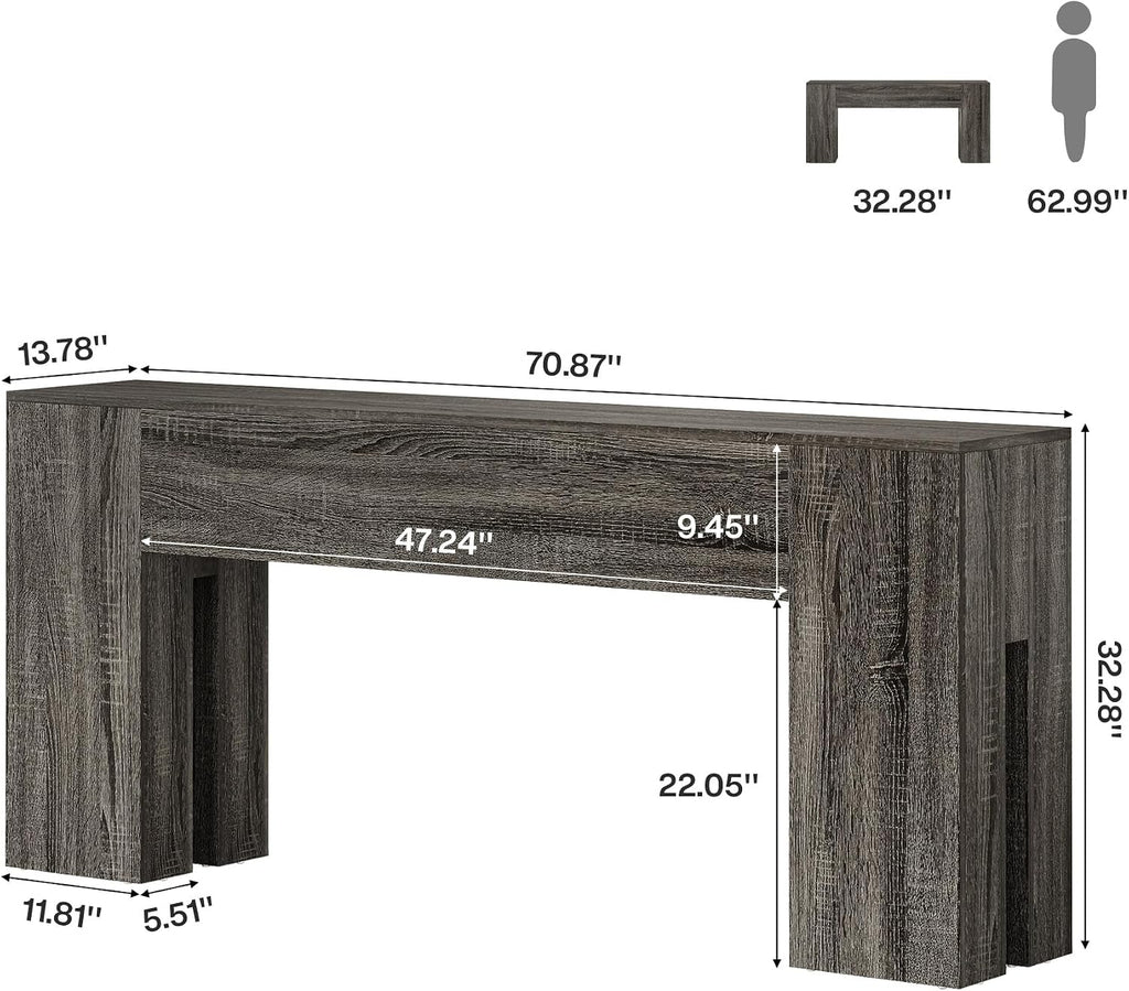 Tribesigns 71-Inch Long Console Table for Entryway, Farmhouse Sofa Console Behind Couch, Entry Table for Hallway, Foyer, Living Room, Gray