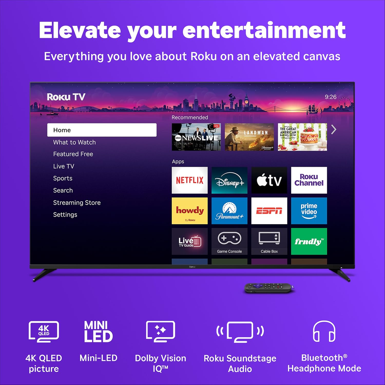 Roku Smart TV - 55-Inch Pro Series QLED RokuTV & TV Wall Mount Bundle