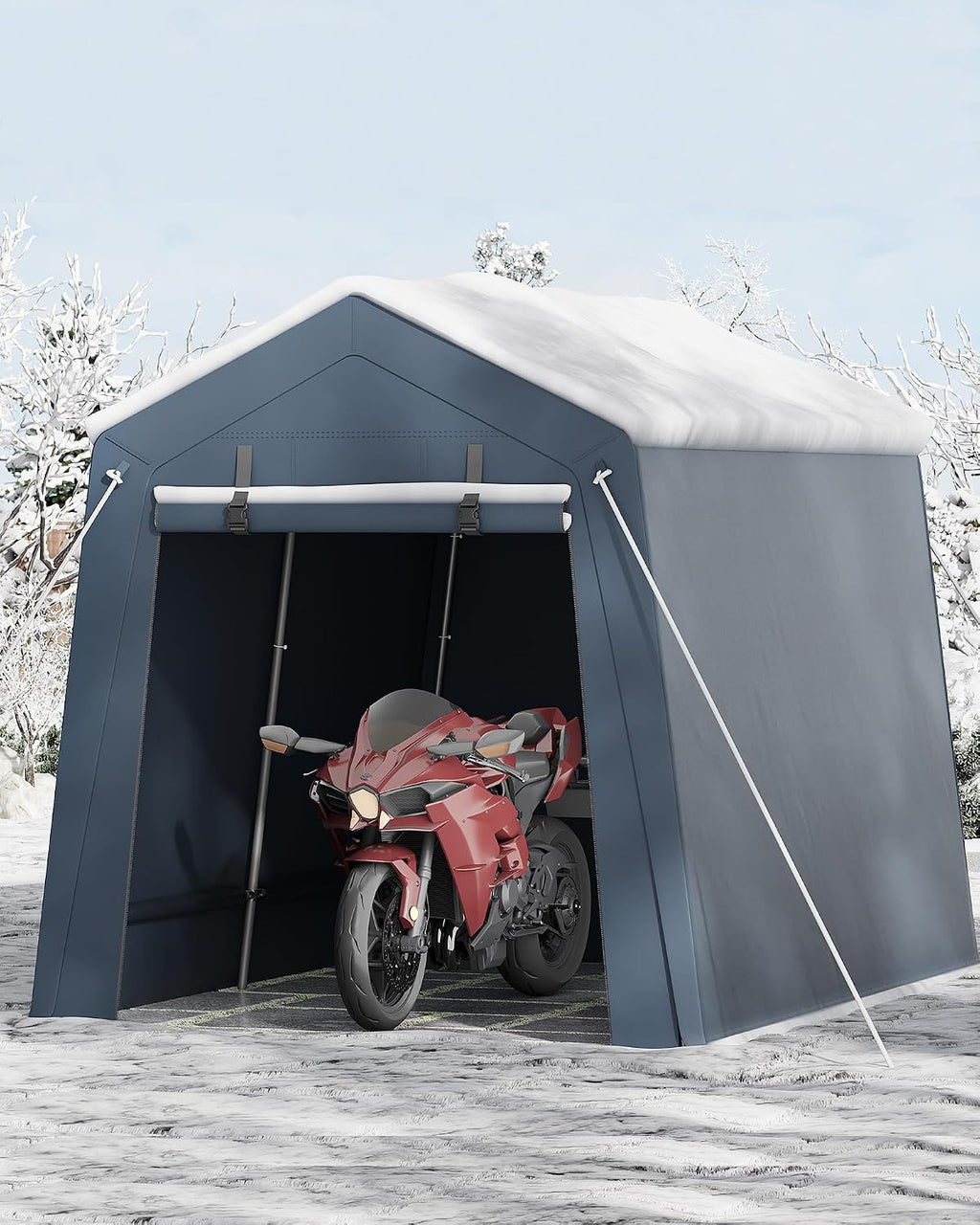 6'×10' Heavy Duty Portable Storage Shed Tent - Outdoor Shelter with Roll-Up Door, Waterproof Bike/ATV/Motorcycle Garage, All-Weather Shelter Tent
