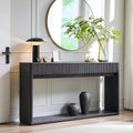 OKD 63' Fluted Console Table for Entryway, Modern Entryway Table with 2 Large Drawers, Long Sofa Table Behind Couch for Living Room, Hallway, Couch, Foyer，Dark Alder