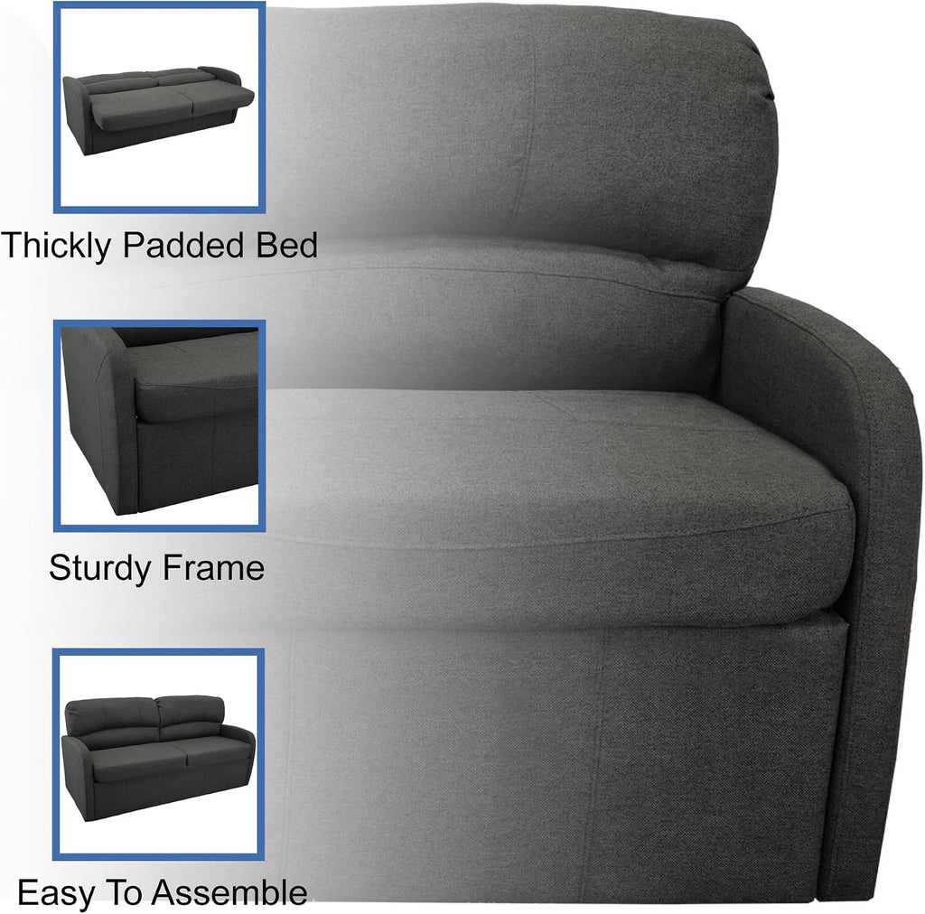 RecPro 70' RV Jack Knife Sofa w/Arms | RV Sleeper Sofa | RV Couch | RV Living Room (Slideout) | Camper Furniture (Fossil)