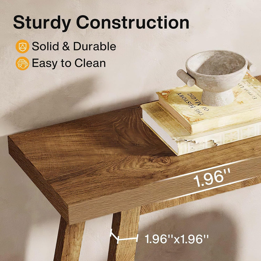 Tribesigns Farmhouse Console Entryway Table: 70.9 Inches Extra Long Console Table for Entryway, 2-Tier Narrow Wood Foyer Sofa Couch Table for Hallway, Entrance, Living Room, Yellow Brown