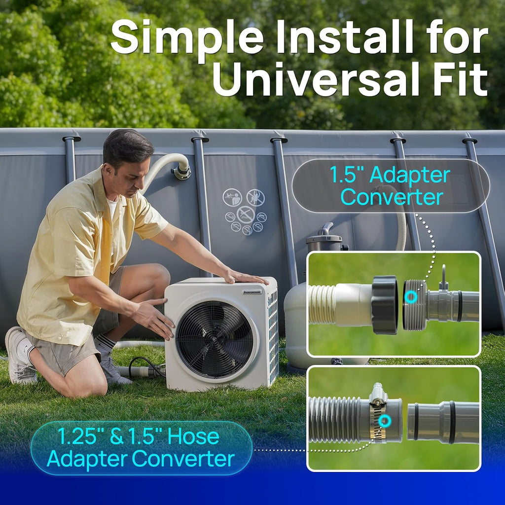 AQUASTRONG Inverter Swimming Pool Heat Pump,Pool Heater for Above Ground and Inground Pool Heating Smart WiFi Control and Cooling Pool Heater Pools Up to, 7000 Gallons