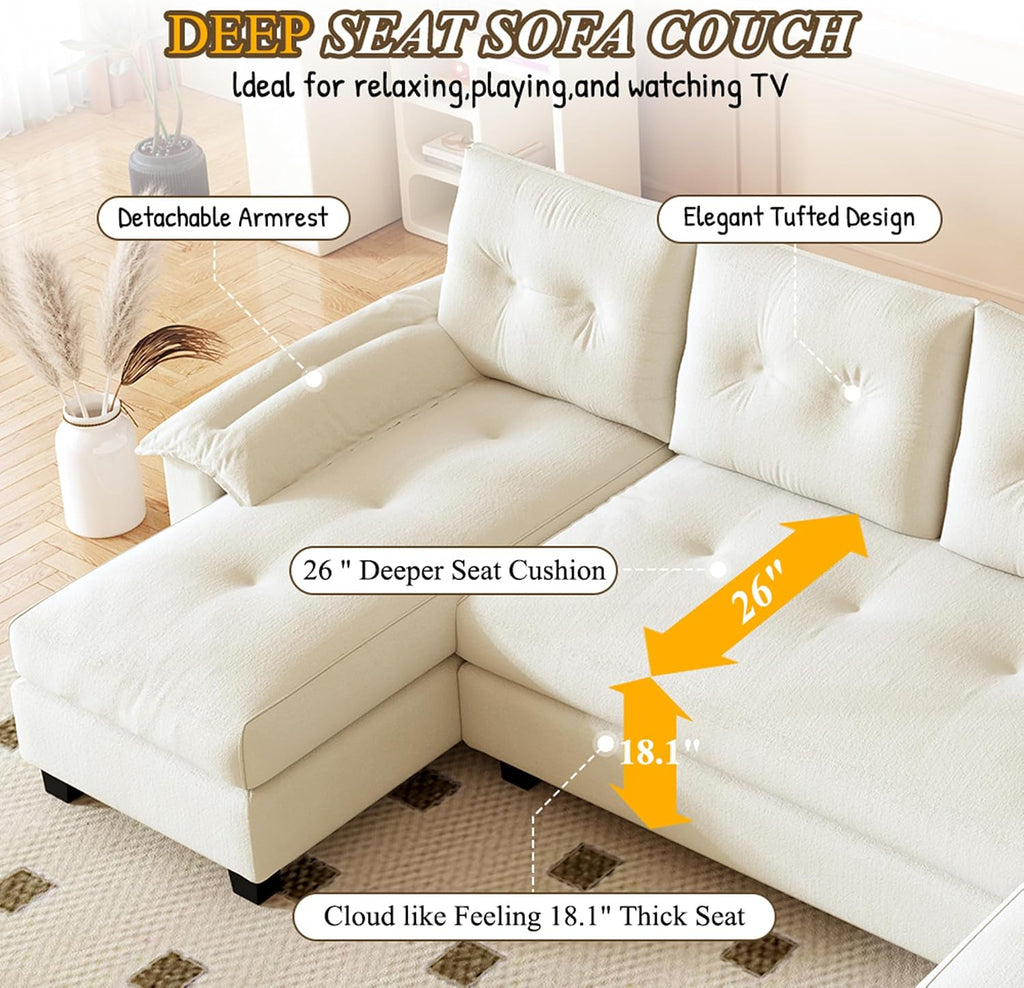 104.7' U-Shaped Sleeper Sofa with Pull Out Bed, 2 in 1 Convertible Couch Bed with Removable Armrests & USB Ports, Oversized Sectional Modular with Chaise Lounge for Living Room/Apartment