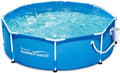 Summer Waves P2000830A Active 8ft x 30in Outdoor Round Frame Above Ground Swimming Pool Set with Filter Pump and Type D Filter Cartridge, Blue