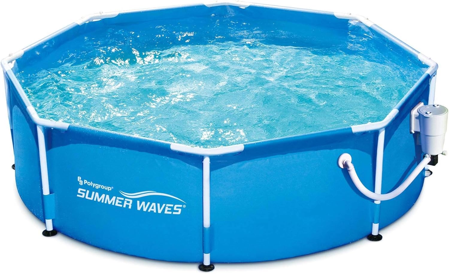 Summer Waves P2000830A Active 8ft x 30in Outdoor Round Frame Above Ground Swimming Pool Set with Filter Pump and Type D Filter Cartridge, Blue