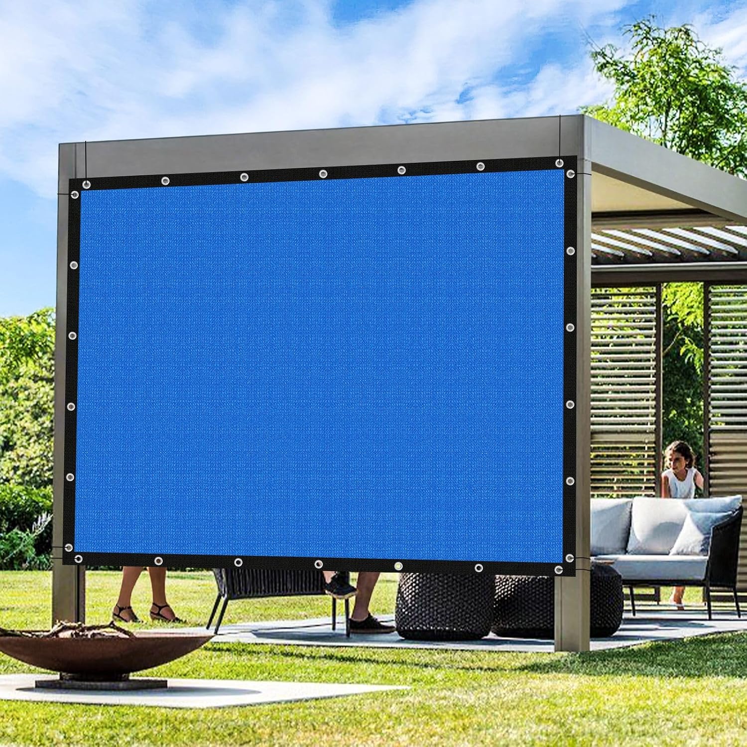 Artpuch Outdoor Pergola Shade Cover 14x20 FT Sun Shade Cloth with Grommets Blue Commercial Grade Patio Privacy Screen Shade Canopy (Customized Available) GN02