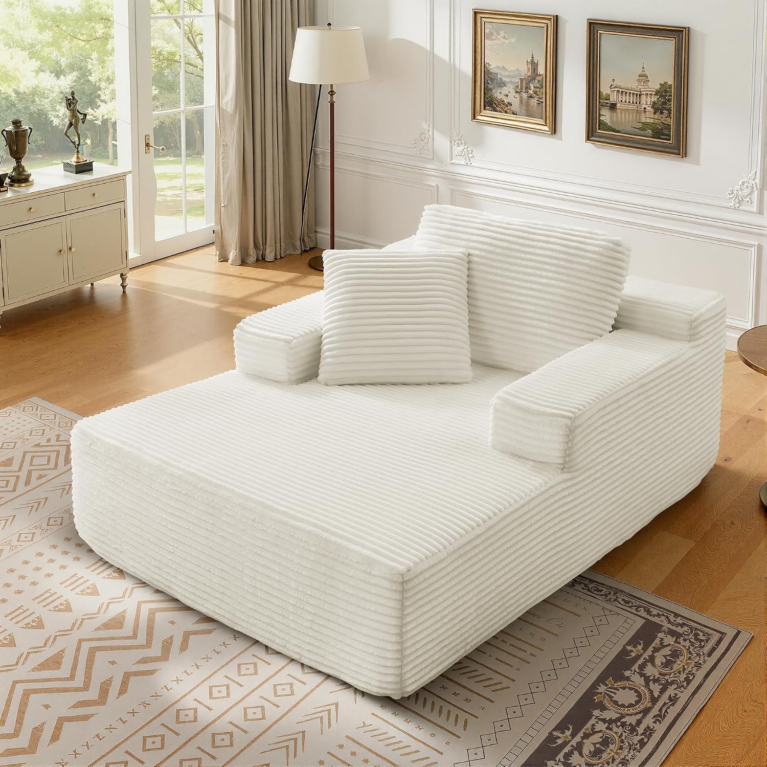 68.5' Oversized Chaise Lounge Chair Indoor, Boneless Sleeper Sofa Bed with Pillows, Deep Seat Sleeper Couch Reading Chairs, Cloud Sofas Couches for Living Room, No Assembly Required