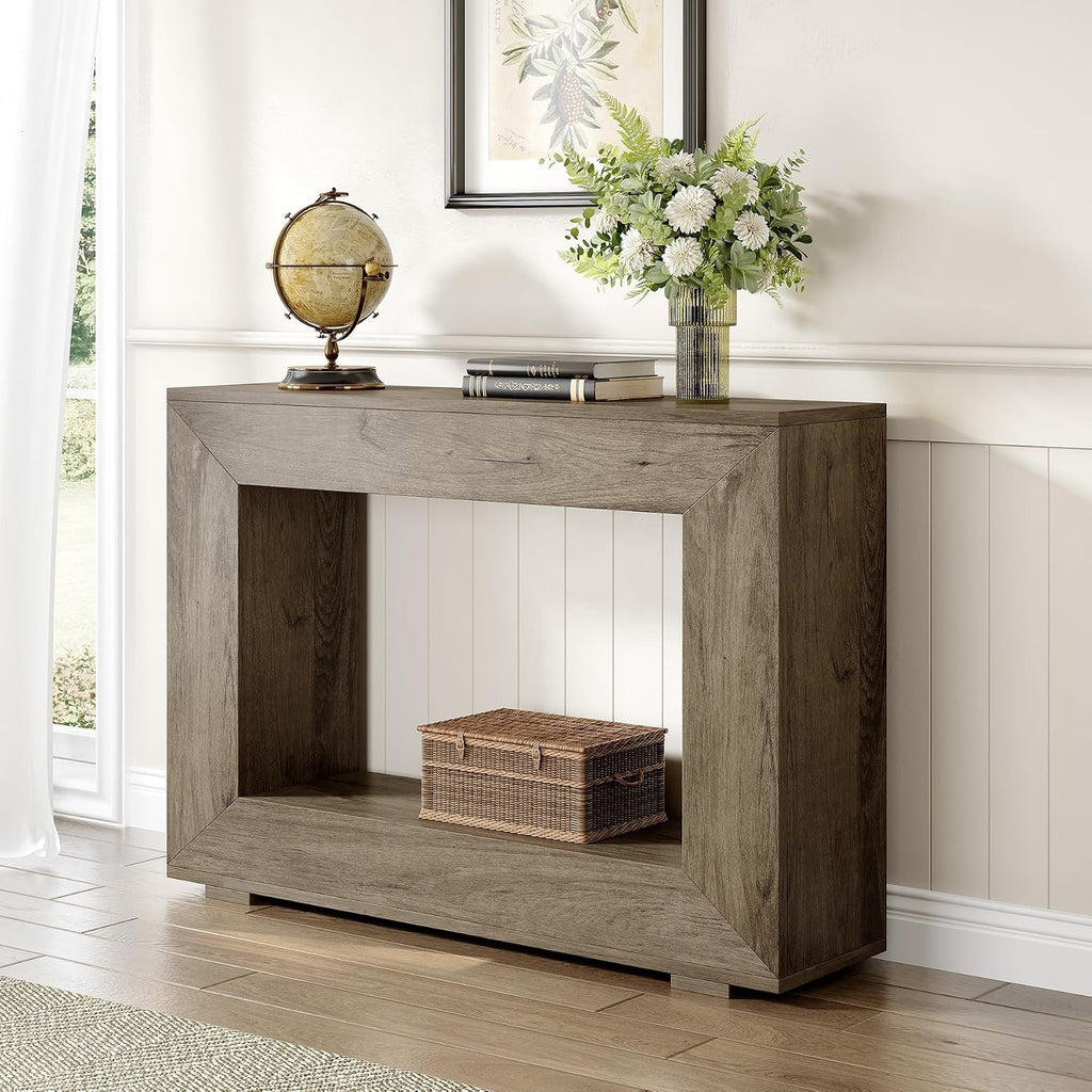 LITTLE TREE 47 Inches Console Table, Sofa Table with Storage, Modern Entryway Table for Hallway, Narrow Long Sofa Entryway Table for Living Room, Grey