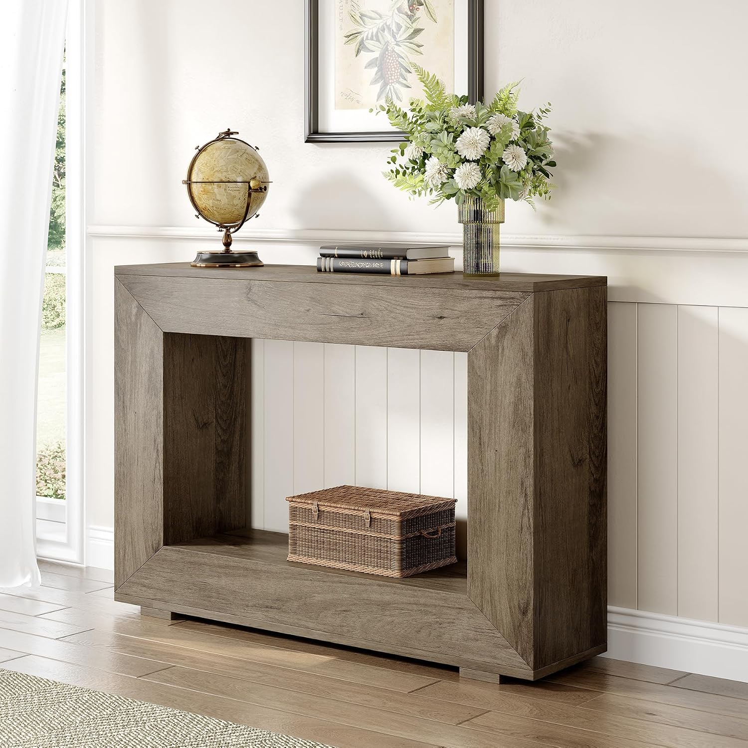 LITTLE TREE 47 Inches Console Table, Sofa Table with Storage, Modern Entryway Table for Hallway, Narrow Long Sofa Entryway Table for Living Room, Grey