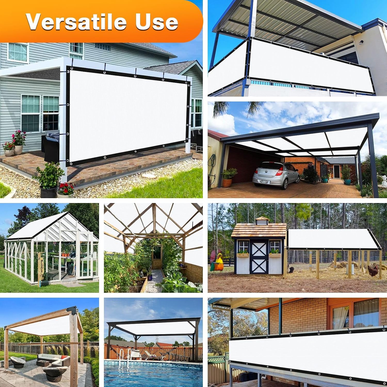 Artpuch Outdoor Pergola Shade Cover 14x20 FT Sun Shade Cloth with Grommets White Commercial Grade Patio Privacy Screen Shade Canopy (Customized Available) GN06