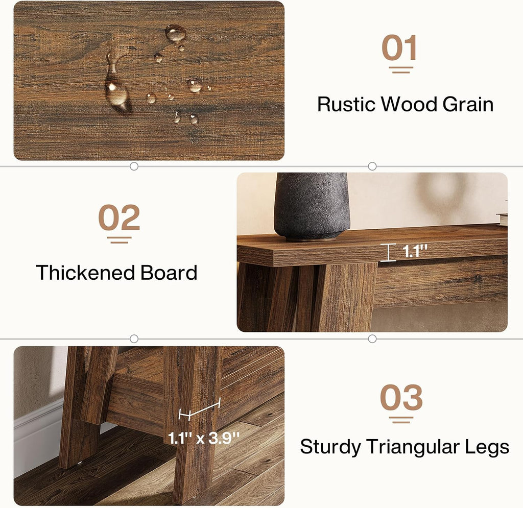 Tribesigns 41.3' Farmhouse Console Table, 2-Tier Wooden Entryway Table with Storage, Rustic Narrow Behind Couch for Living Room, Hallway, Foyer, Rustic Brown