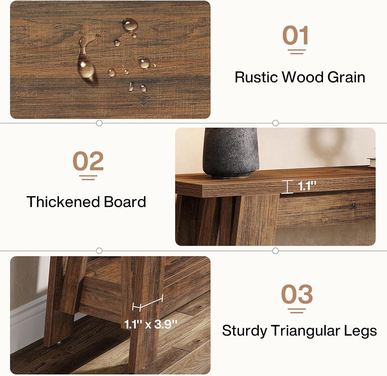 Tribesigns 41.3' Farmhouse Console Table, 2-Tier Wooden Entryway Table with Storage, Rustic Narrow Behind Couch for Living Room, Hallway, Foyer, Rustic Brown