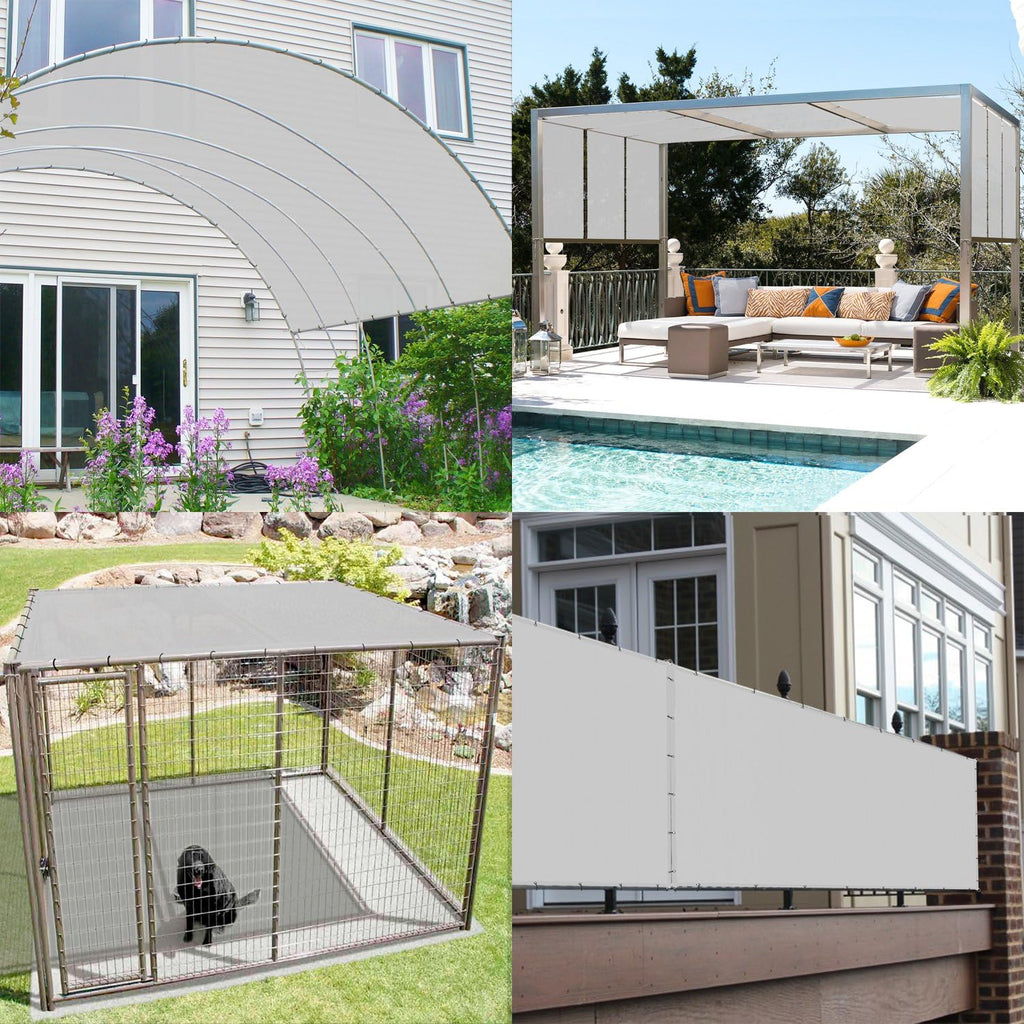 TANG 8' x 11' Waterproof Shade Cloth with Grommets, Sun Shade Sail Rectangle Straight Side, 260 GSM UV Block Fabric Patio Canopy for Deck Carport Backyard Pergola Cover, Gray