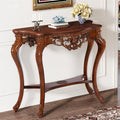 Tribesigns Antique Console Table, 38 Inch Victorian Half Moon Sofa Table with Hollow Floral Apron and Cabriole Legs, Vintage Traditional Decorative Furniture Tables for Entryway, Hallway, Living Room