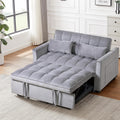 3 in 1 Convertible Sleeper Sofa Bed, 53' Pull Out Sofa Bed with 3-Level Adjustable Backrest, Velvet Fabric Loveseat Sleeper Couch for Living Room & Bedroom & Apartment & Dorm, Light Gray