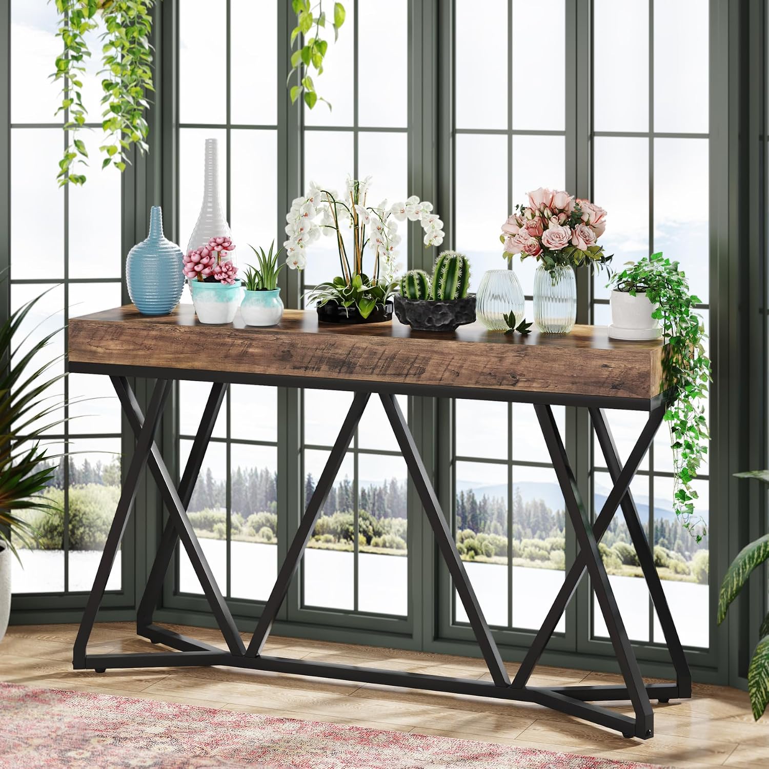 Tribesigns 55-Inch Console Tables for Entryway, Farmhouse Entry Sofa Table Behind Couch for Foyer, Hallway