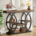 Tribesigns 39.4' Console Table, Industrial 4-Tier Sofa Table Entryway Table with Storage Shelves, Narrow Wood Accent Tables with Metal Frame for Small Spaces, Hallway, Foyer, Rustic Brown