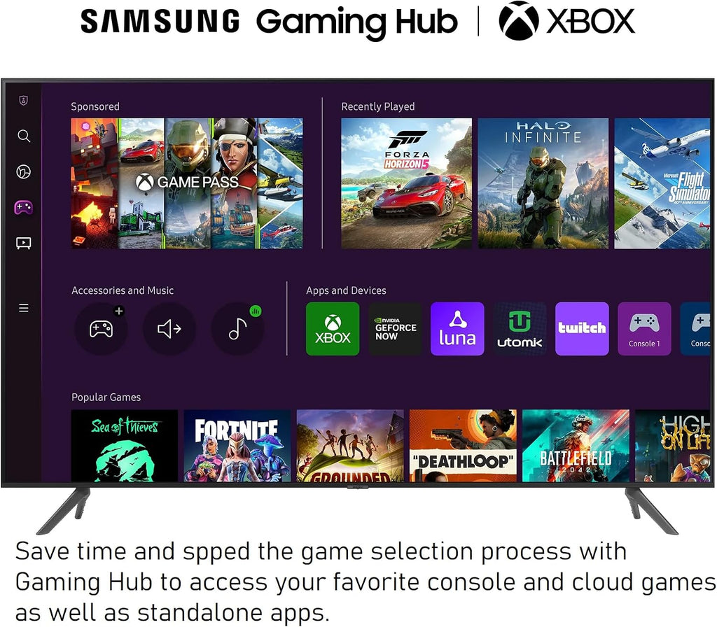 Samsung 55-Inch Class DU8000 Series LED Cristal 4K UHD (2024) Smart Tizen TV AirSlim, HDR10+, Motion Xcelerator, Gaming Hub,Compatible with Alexa & Google Assistant UN55DU8000BXZA (Renewed)