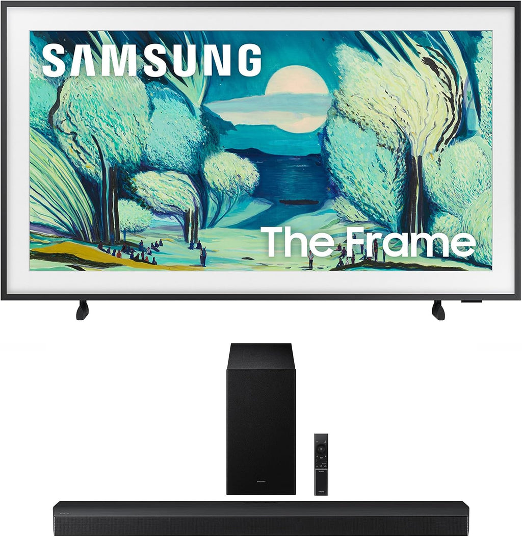 Samsung QN43LS03FAFXZA 43 Inch The Frame QLED 4K Art Mode Vision AI Smart TV with a Samsung HW-B750F B Series Soundbar 5.1 Ch and Subwoofer (2025)
