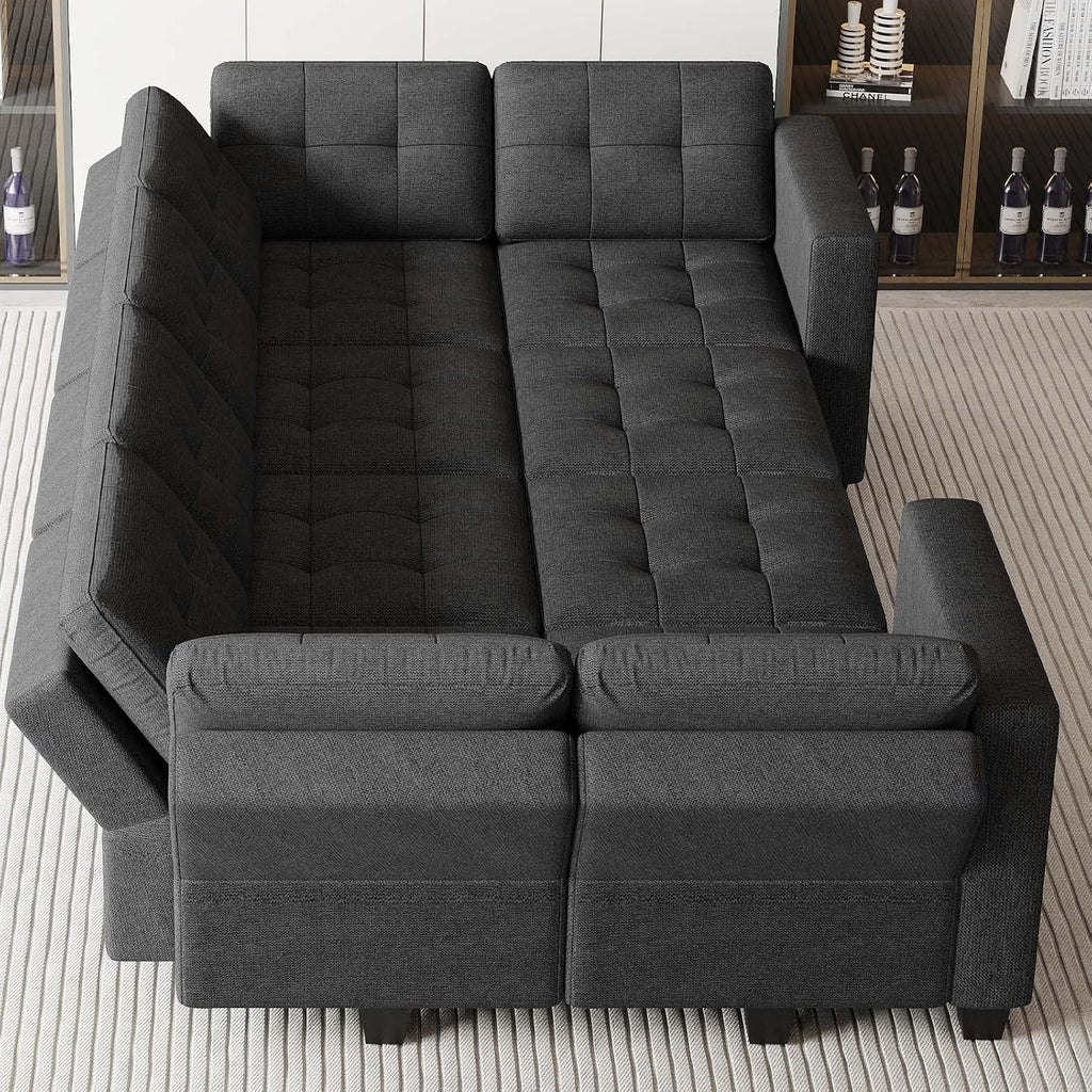 Belffin Modular Sleeper Sofa Bed with Storage Seat Oversized Modular Sectional Sofa Couch Set Reversible Modular Sleeper Sectional Couch Bed Dark Grey BF0390-1