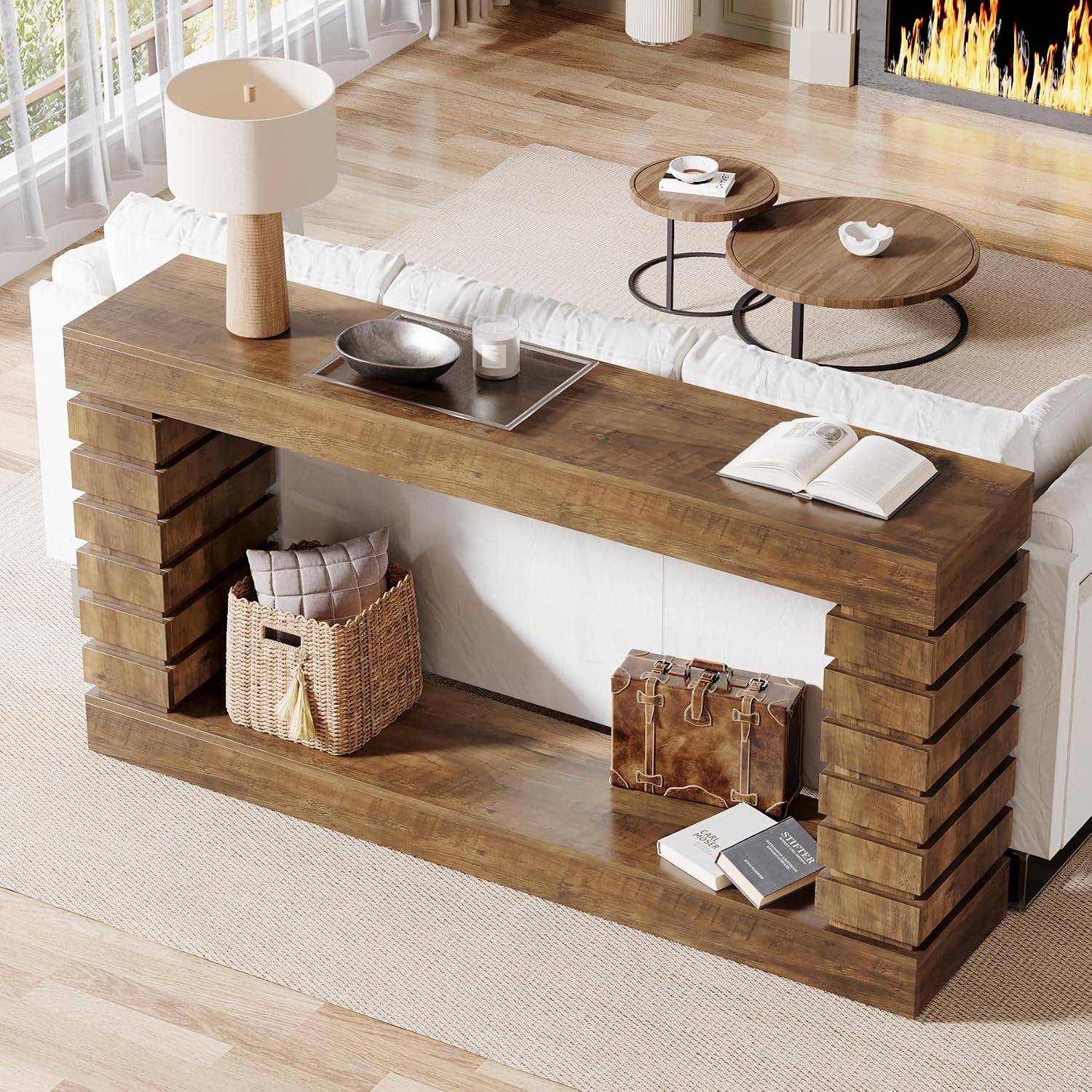 Tribesigns 70.8-Inch Long Console Table, Wood Entryway Table with Storage, Narrow Sofa Table Couch Table for Living Room Entryway Hallway | with Storage, Narrow, Couch Table, for Living Room, Entryway, Hallway
