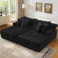 83' Oversized Double Chaise Lounge Indoor, Black Corduroy Chaise Lounge Chair, Upholstered Sleeper Sofa Bed, Deep Seat Sleeper Loveseat Reading Chairs, Boneless Cloud Couch for Living Room Bedroom