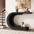 Tribesigns 43.3' Mid-Century Modern Console Table for Entryway, Wood C-Shaped Hallway Entry Accent Table for Living Room, Entrance, Foyer, Easy Assembly, Black