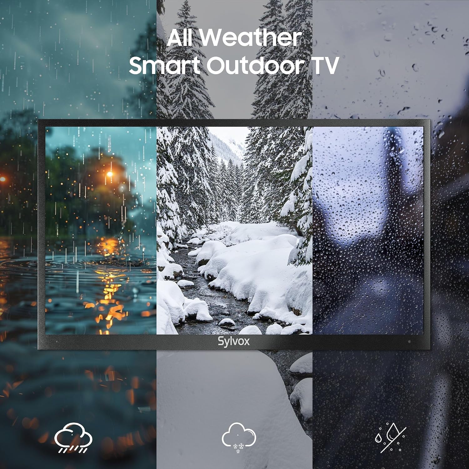 SYLVOX New 43' Outdoor Smart TV, Superior Waterproof Performance, Upgraded Matte Finish for Enhanced Anti-Glare Effect, Full Metal, with Dolby Atmos, 1000nits, Partial Sun Deck Pro 2.0+ Series