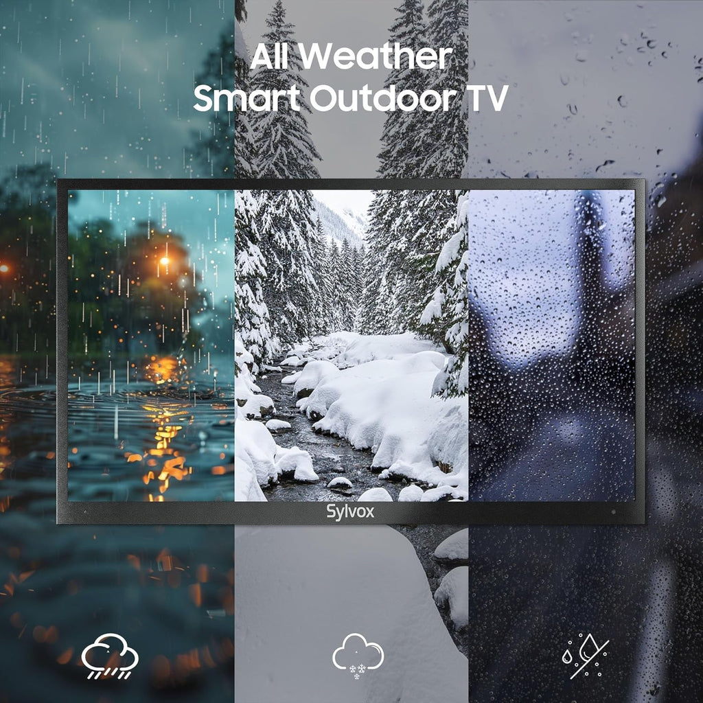 SYLVOX New 65' Outdoor Smart TV, Superior Waterproof Performance, Upgraded Matte Finish for Enhanced Anti-Glare Effect, Full Metal, with Dolby Atmos, 1000nits, Partial Sun Deck Pro 3.0+ Series