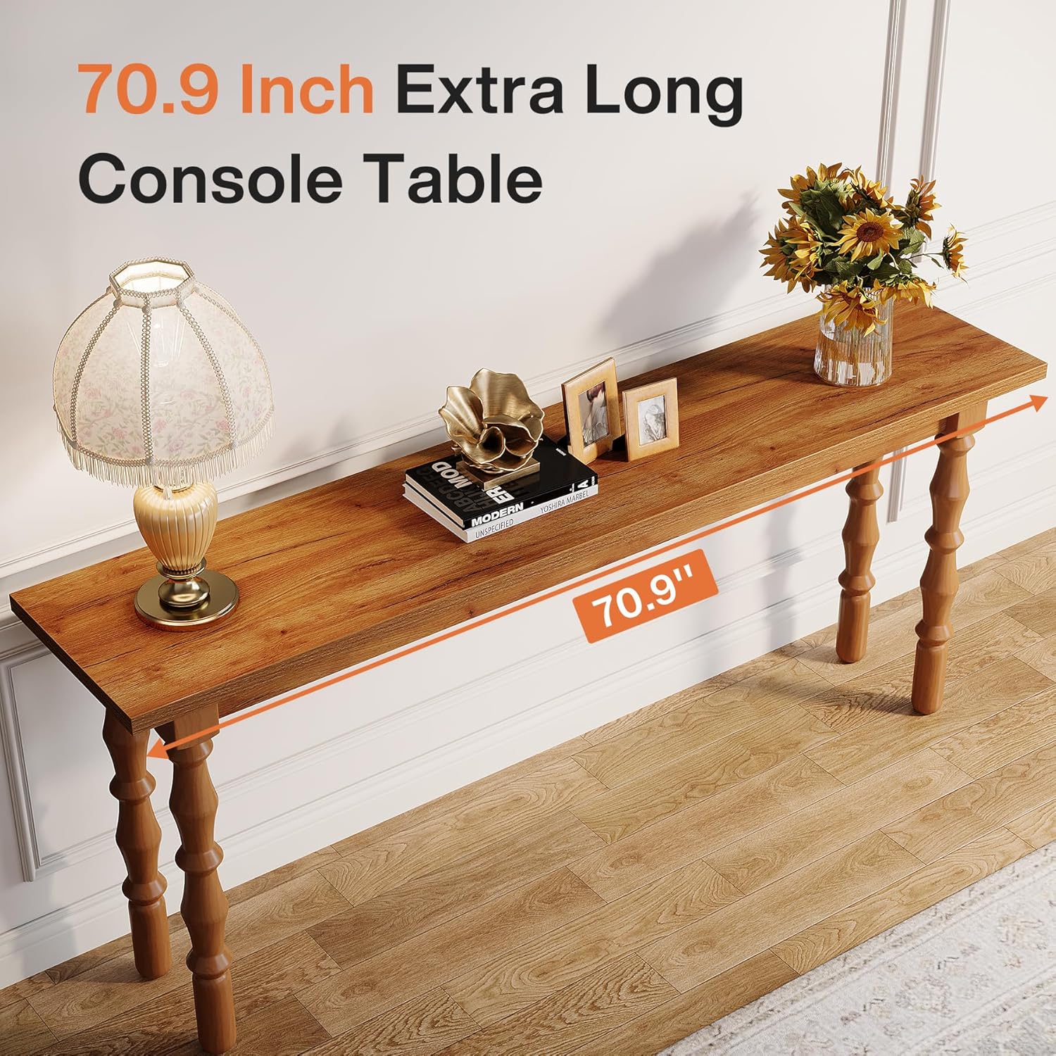 Tribesigns 70.9-Inch Extra Long Console Table for Entryway, Narrow Sofa Table Behind Couch with Solid Wood Legs, Entry Accent Table for Living Room, Foyer, Hallway, Entrance