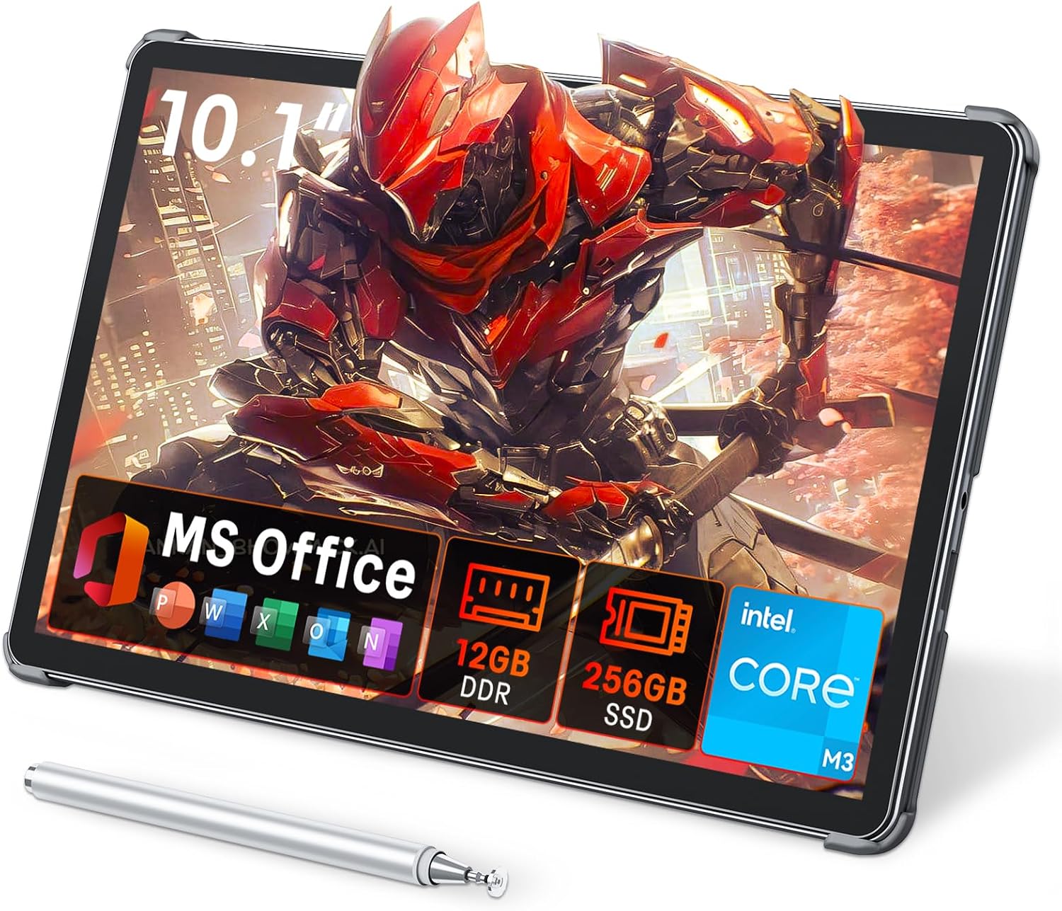 2-in-1 Tablet Win 11-10.1' Touchscreen PC, m3 8100Y up to 3.4GHz, 12GB RAM 256GB SSD, with Stylus & Case for Home, Business, Students, Digital Sketching