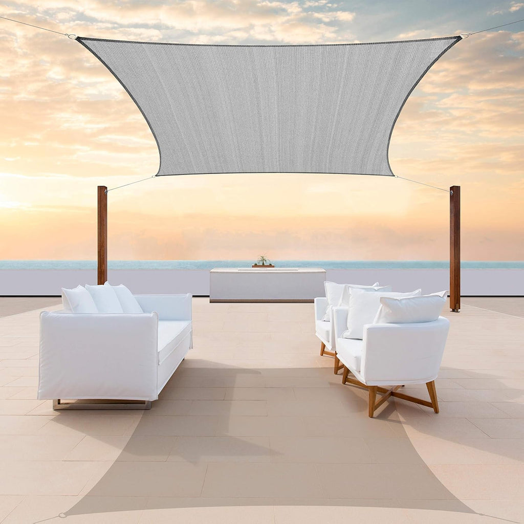 Colourtree CTAPR1220 Custom Size 8' x 19' Grey Sun Shade Sail Canopy UV Block UPF50  Rectangle - Commercial Standard Heavy Duty - 190 GSM - 3 Years Warranty