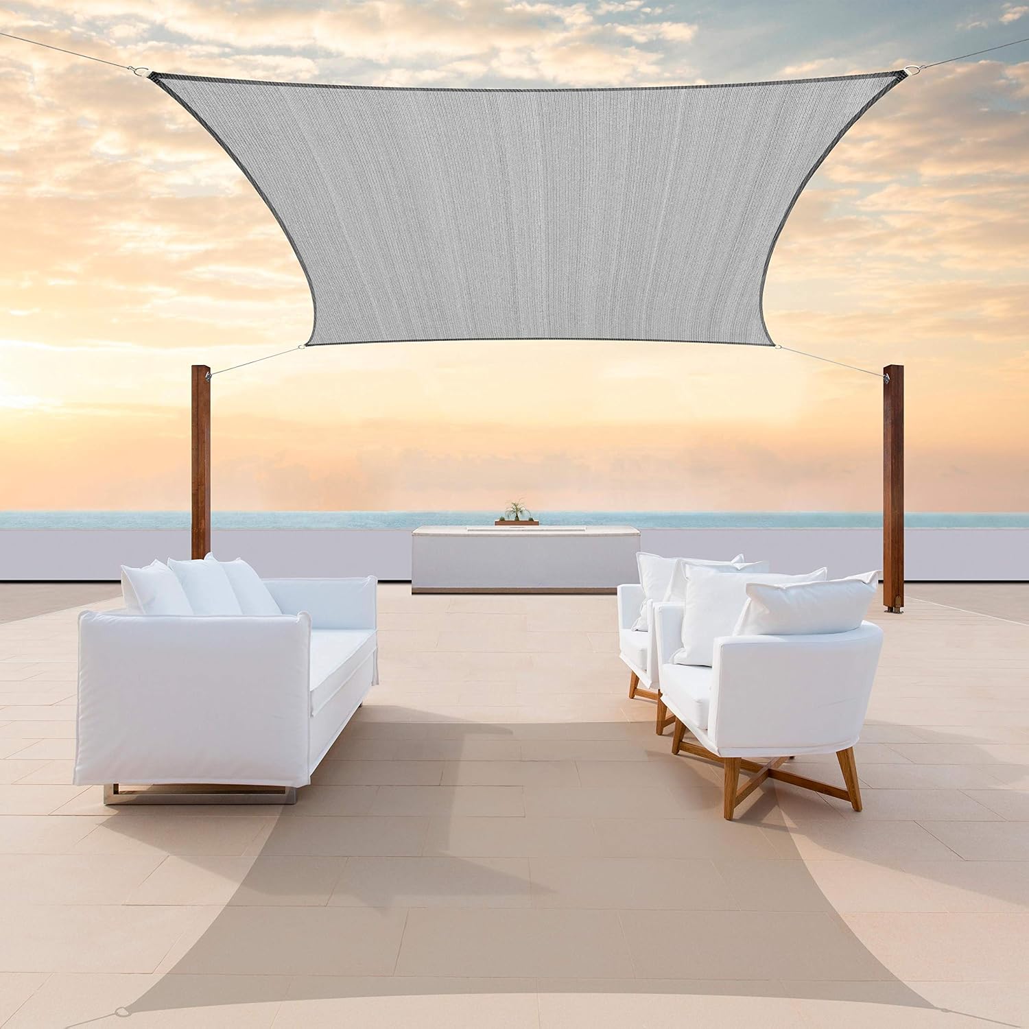 Colourtree CTAPR1220 Custom Size 8' x 19' Grey Sun Shade Sail Canopy UV Block UPF50  Rectangle - Commercial Standard Heavy Duty - 190 GSM - 3 Years Warranty