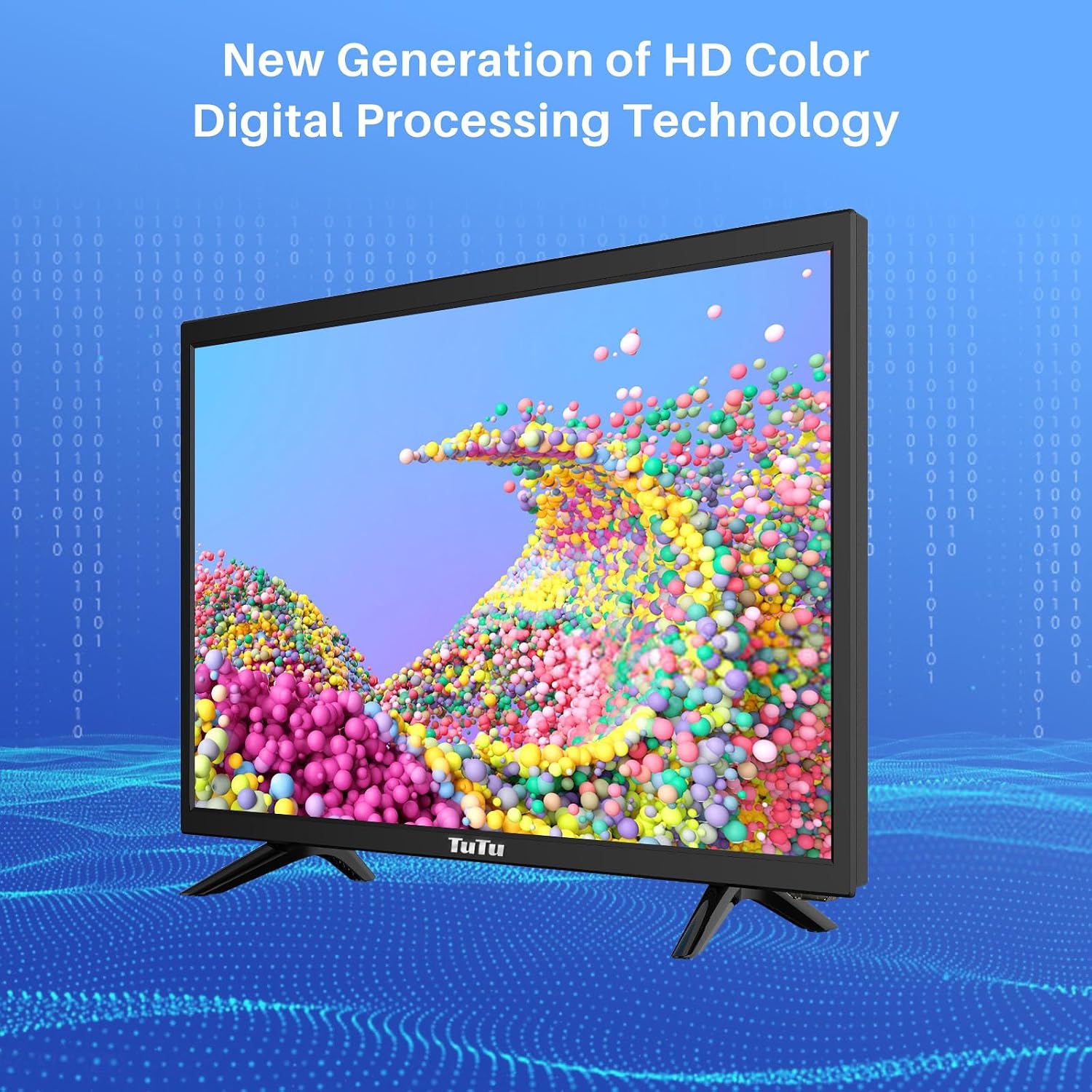 TuTu 22 Inch FHD TV, 2K LED Small Flat Screen Non-Smart Television, Works with Apple TV, Fire Stick, Roku, Google, TiVo, Xumo, and Streaming Devices