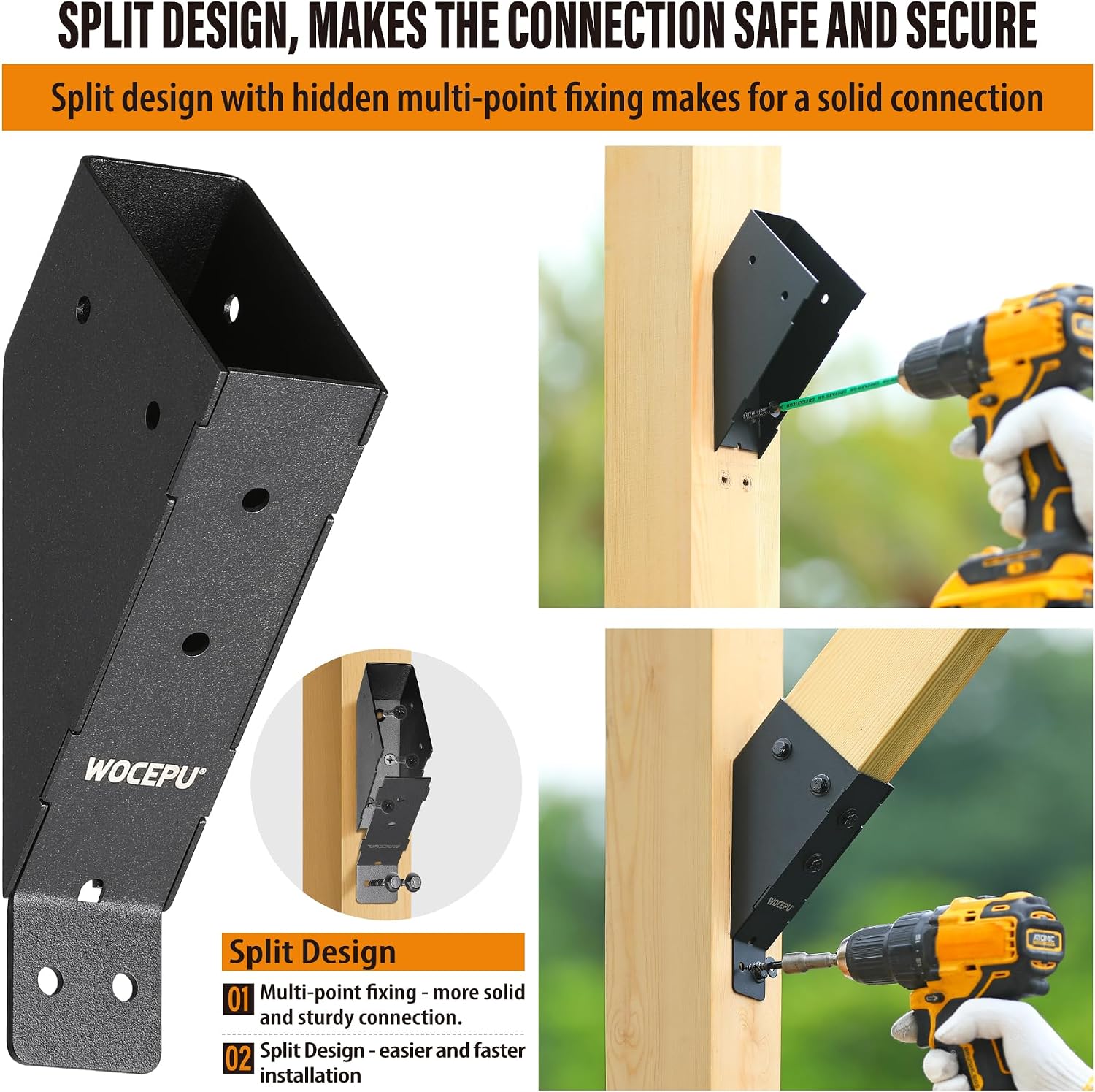 8pack 45 Degree Angle Support Bracket, for 2x4 (Actual 1.5''x3.5'') Pergolas, Gazebos, Decks, Porches, Cabins Elevated Wood Support Kit (Frosted-Black)