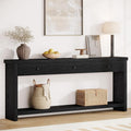 Tribesigns 70.9-Inch Extra Long Entryway Table with 3 Drawers, Sofa Console Table with Open Storage Shelves, Wooden Couch Foyer Tables for Living Room Hallway Entrance, Black