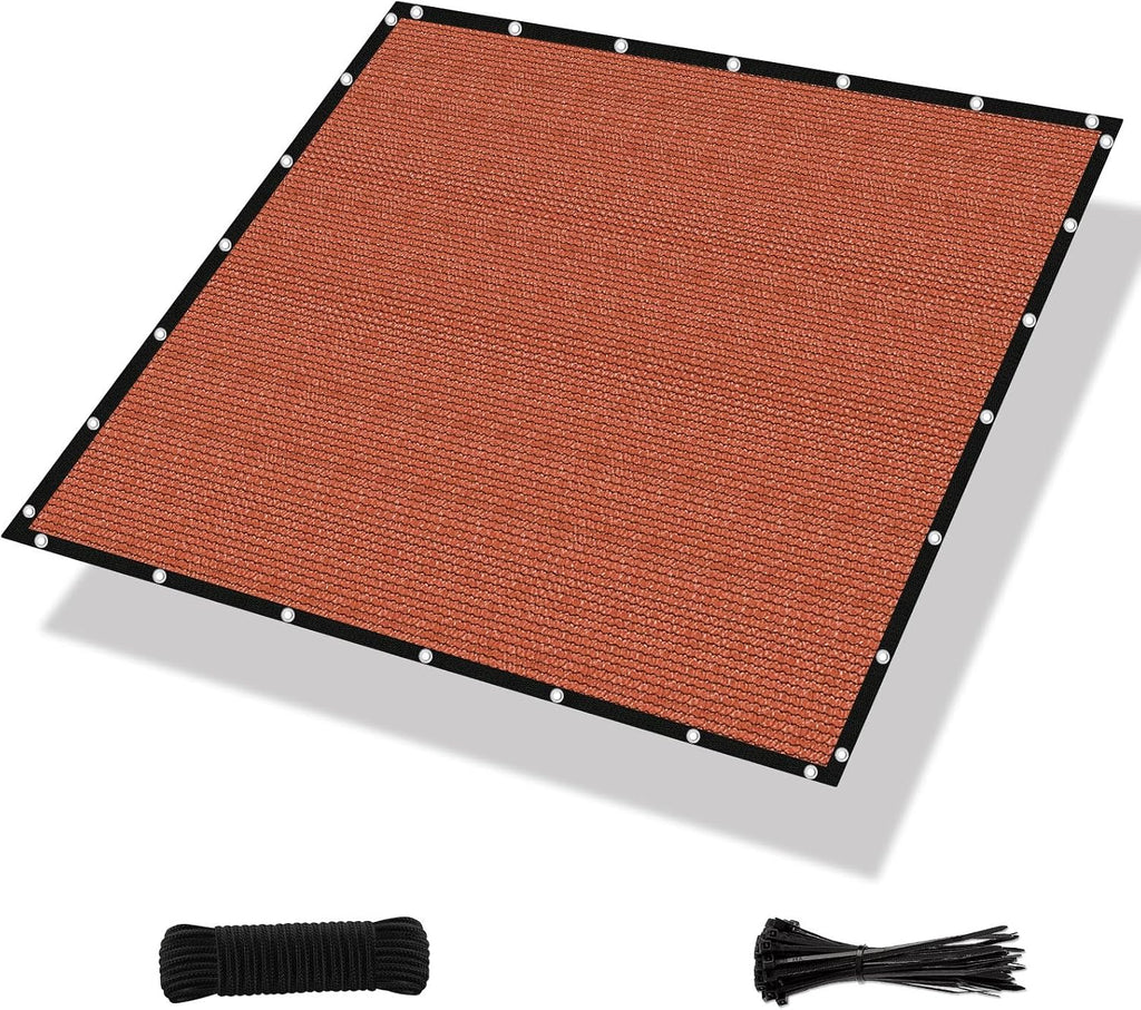 Amagenix 90% Pergola Shade Cover 14' X 20' Rust Red Sun Shade Cloth with Grommets GN07 for Outdoor Garden Patio Porch, Commercial Grade 200 GSM - Cable Zip Ties Included (We Customized)