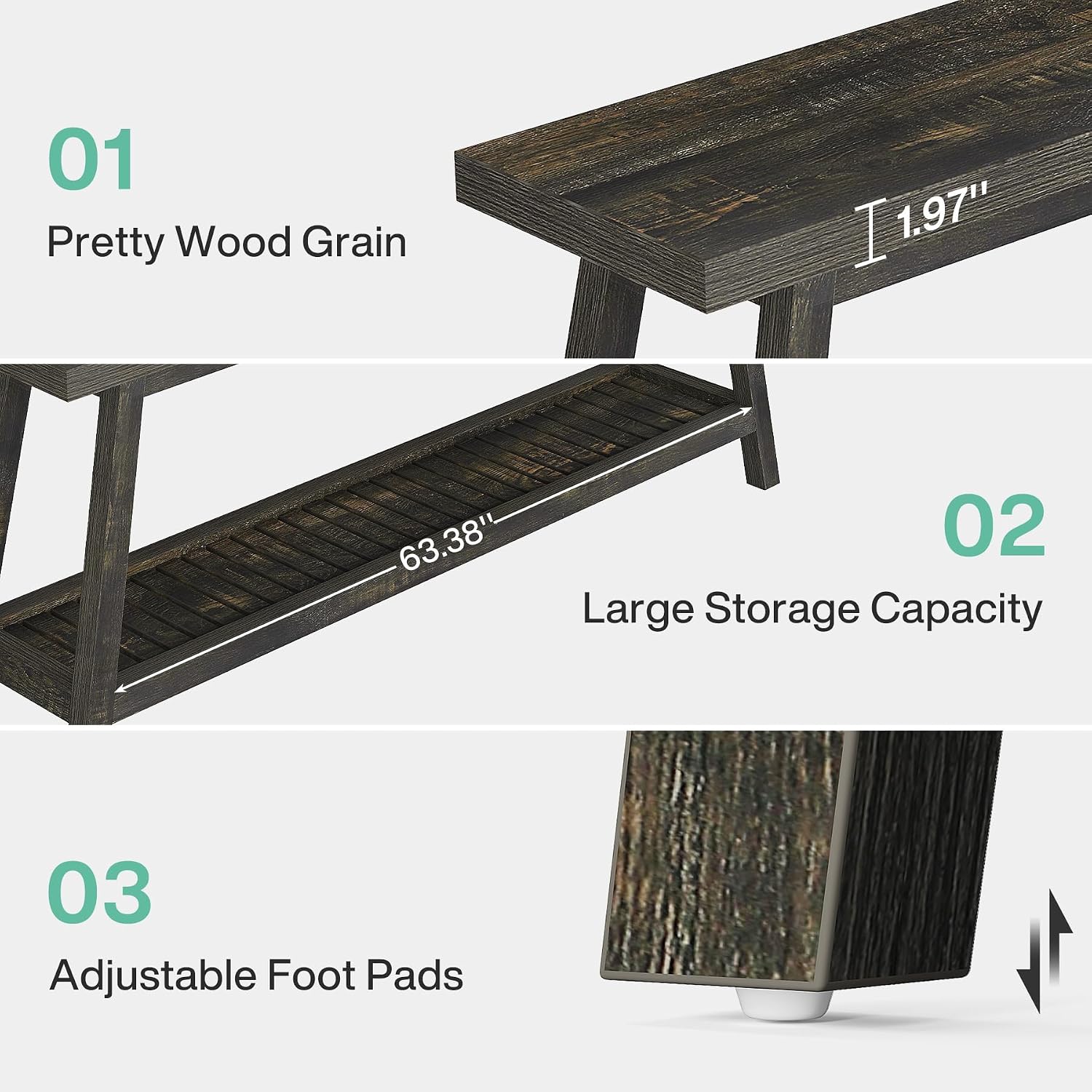 Tribesigns 70.86-Inch Console Table for Entyrway, Farmhouse 2-Tier Entry Entrance Table, Narrow Long Sofa Table Behind Couch, Dark Brown