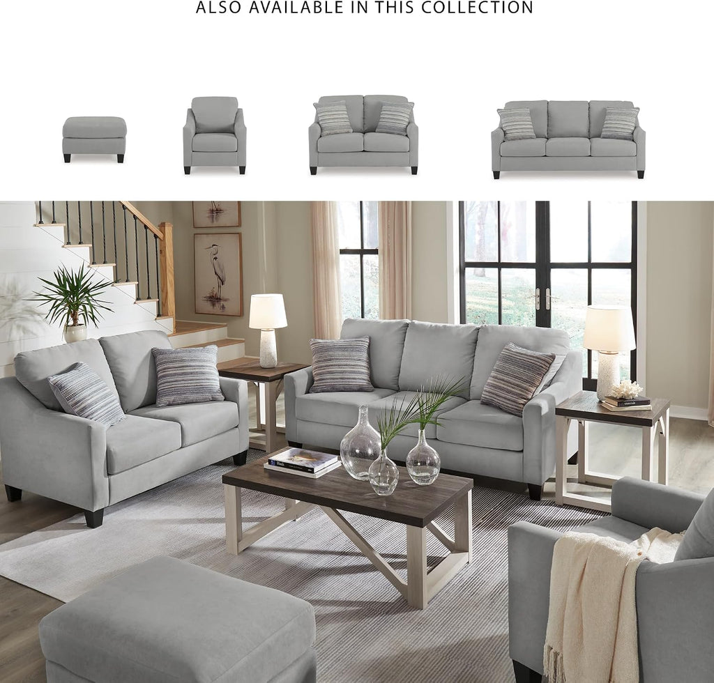 Signature Design by Ashley Adlai Casual Sofa with 2 Toss Pillows, Light Gray