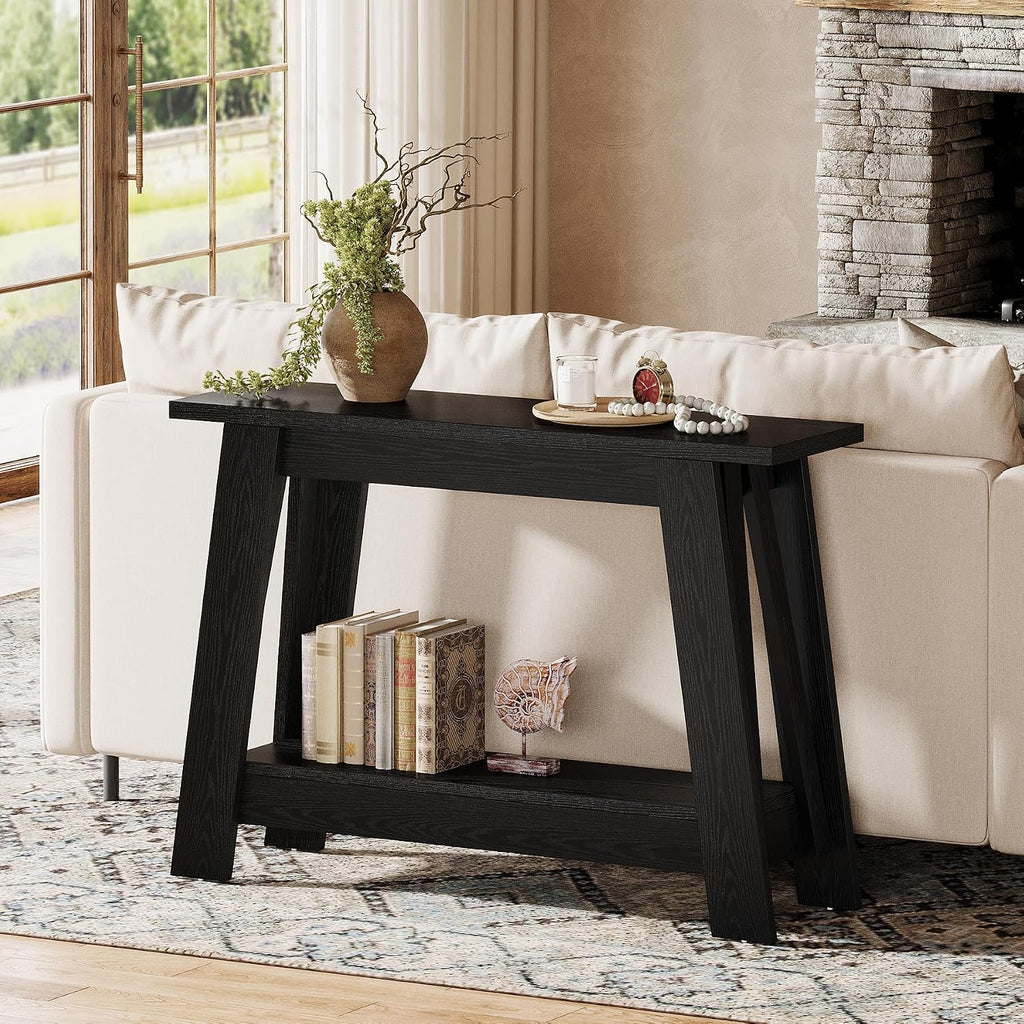 Tribesigns 41.3' Farmhouse Console Table, 2-Tier Wooden Entryway Table with Storage, Rustic Narrow Behind Couch for Living Room, Hallway, Foyer,Natural