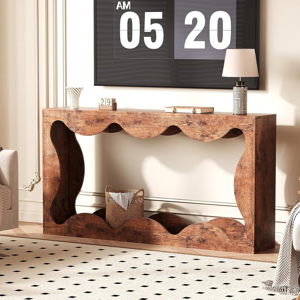 63' Long Console Table for Entryway, Wooden Entry Table, Behind Couch Tables with Storage, Industrial Console Sofa Tables for Living Room, Hallway, Entrance, Foyer