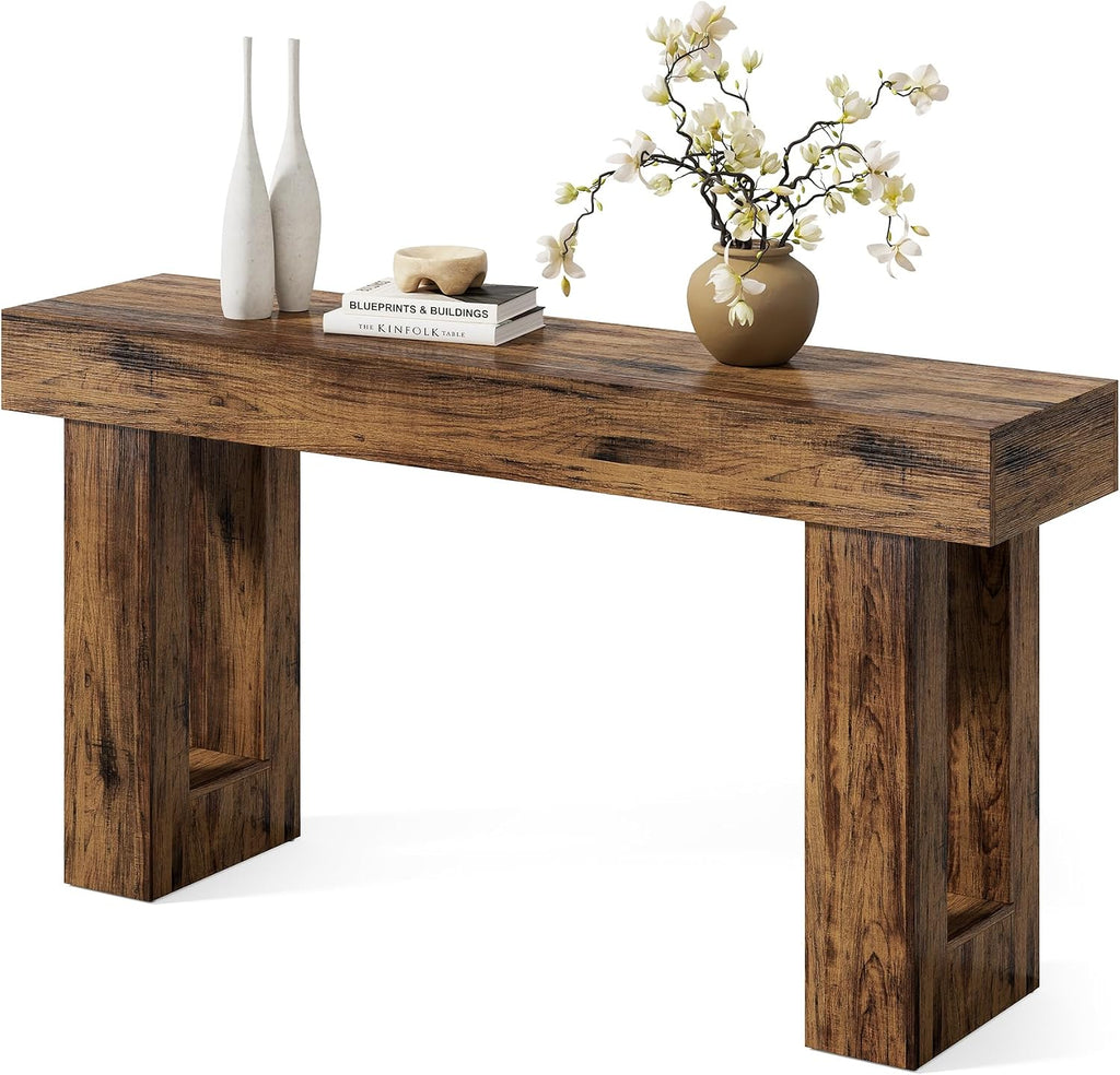 Little Tree 63 Inches Long Console Table for Entryway, Rustic Brown Sofa Table Behind Couch, Wooden Entry Table Foyer Hallway Table, Industrial Console Sofa Tables for Living Room