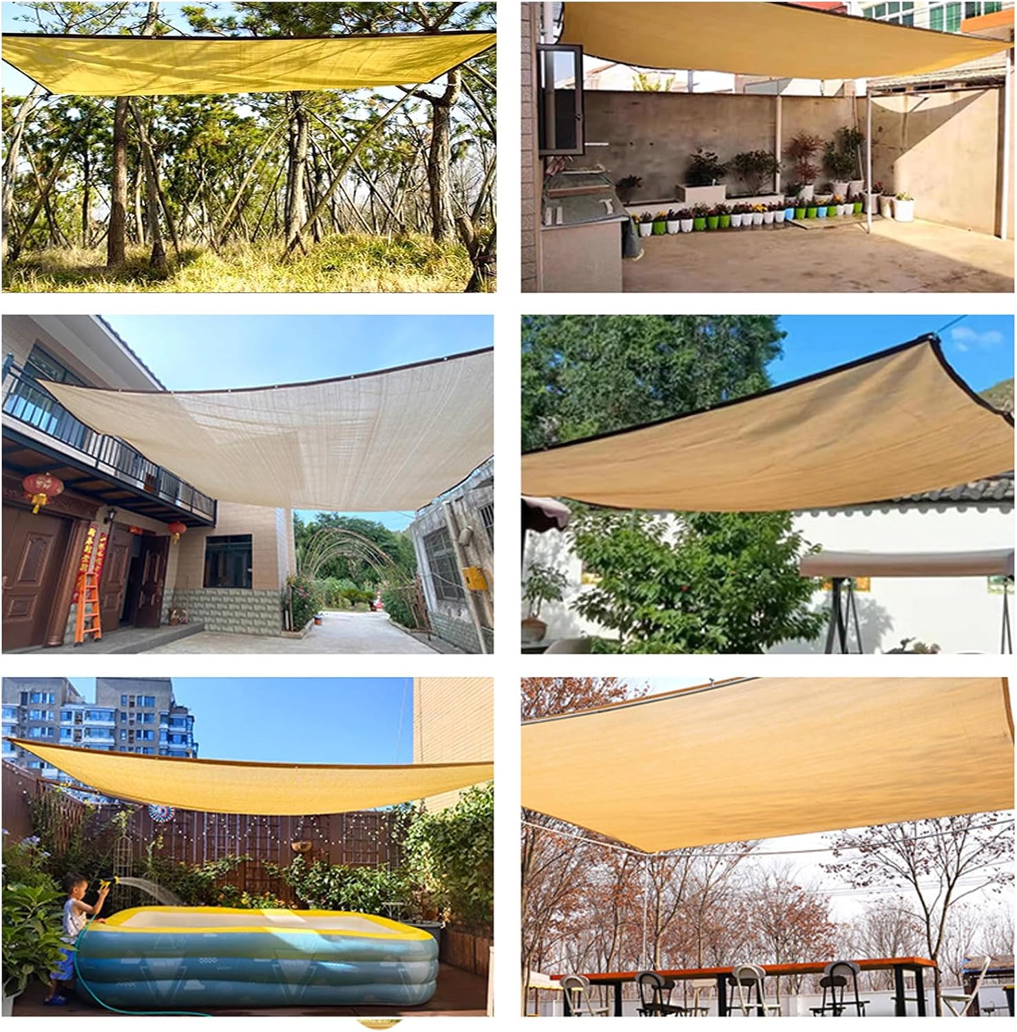 Wheat Shade Cloth Sunblock Neting with Grommets,Pergola Sun Shade 90% Outdoor Shade Fabric for Pergola Cover Patio Gazebo Deck Garden Greenhouse Sun Shade Fabric Porch(Size:6x6m/20x20ft)