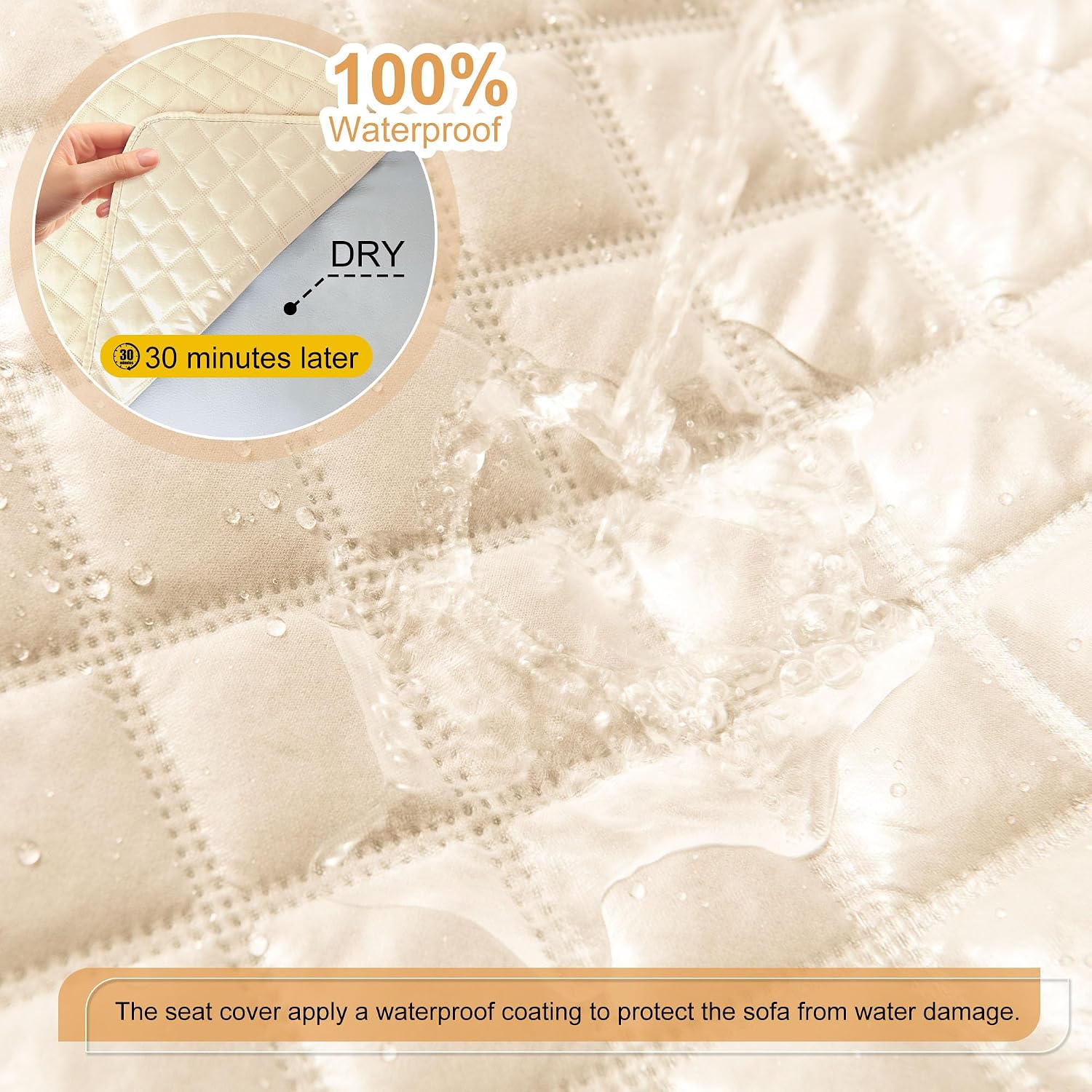 HDCAXKJ 100% Waterproof Reclining Sectional Couch Covers L Shape Recliner Sofa Cover Washable Quilted Soft Pet Corner Recliner Slipcovers with Pockets (XXL 5 Seat and 1 Middle Console, Light Beige)