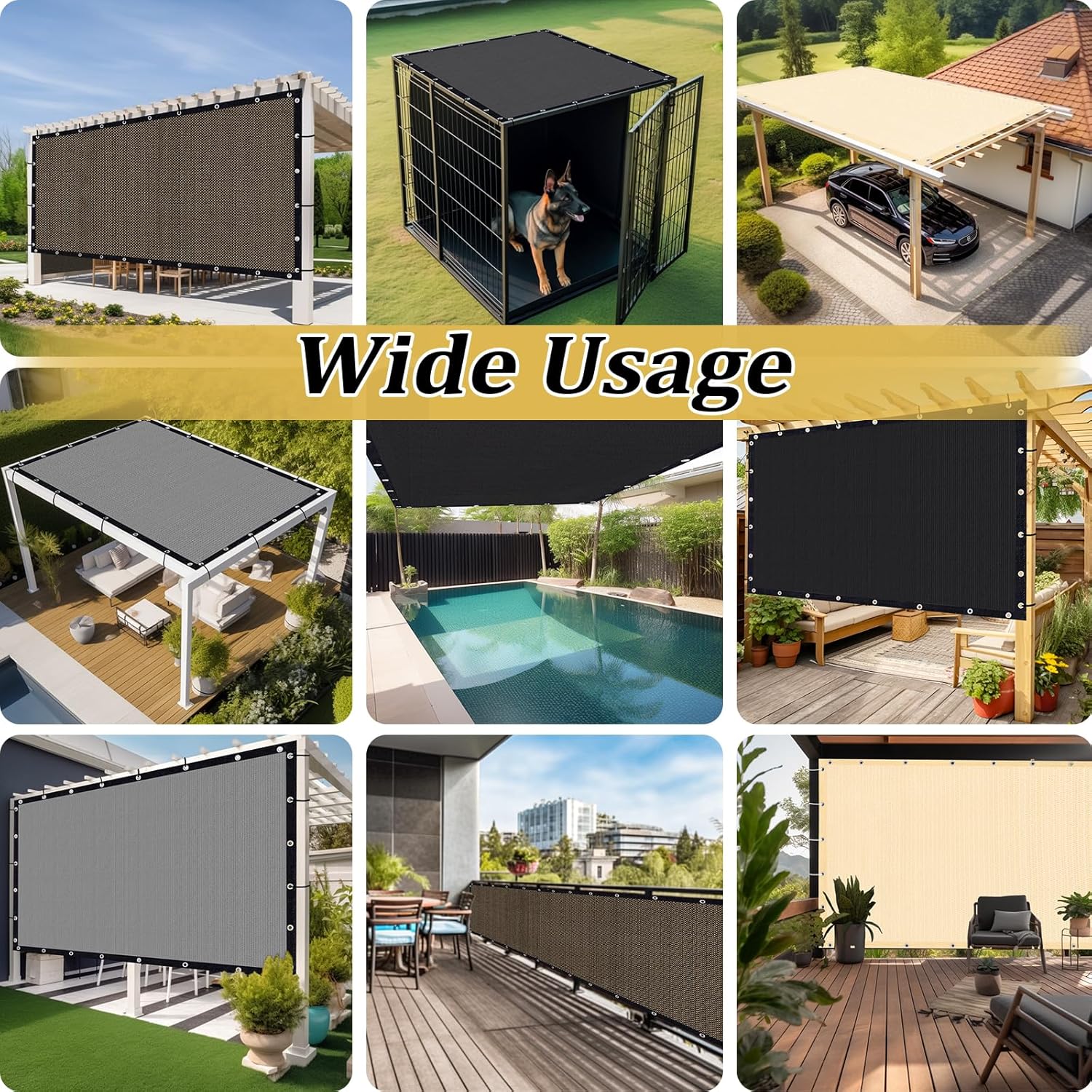 Shade&Beyond Customized Size 8' X 14' Shade Cloth with Grommets, 90% UV Protection UV Protection Mesh Tarp Sun Screens for Patio GN04, Wheat