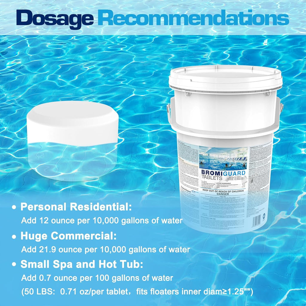 Bromine Tablets for SPA Hot Tub 50LB Tabs Brominating Tablets Booster Eliminates Bacteria Algae Soft Water Feel No Chlorine Odor Chemical Sanitizer Chlorine Alternative