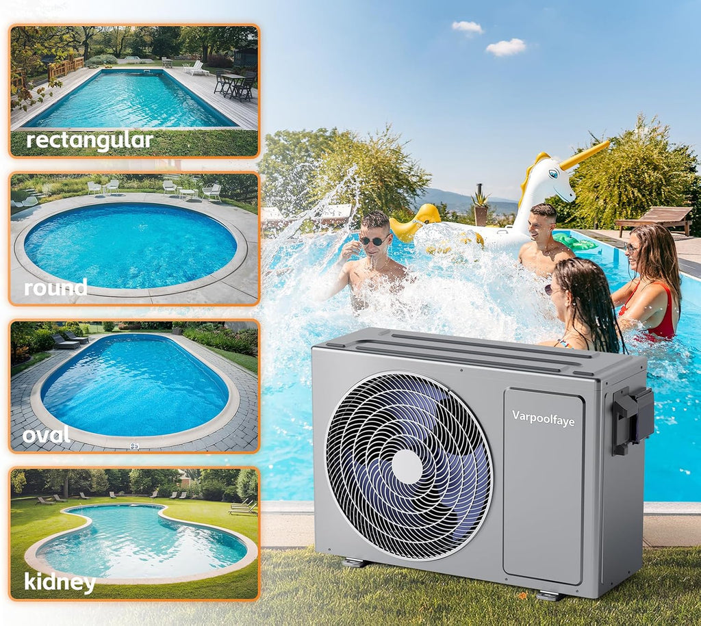 Electric Pool Heater for Inground Pool 27000 BTU Swimming Pool Heat Pump Above Ground Pool Heater 120V 7000 Gallon Heating or Cooling WiFi Control Schedule